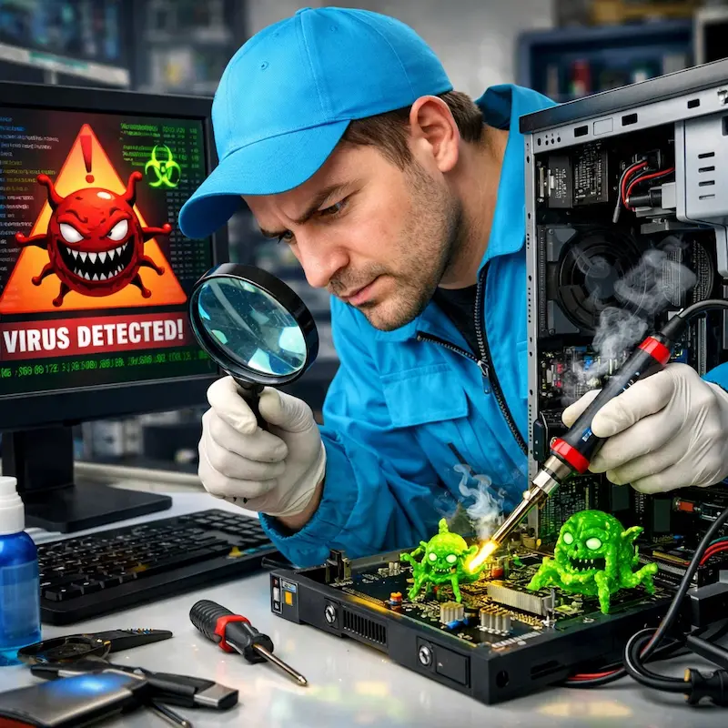 Вылечить компьютерный вирус в Монино